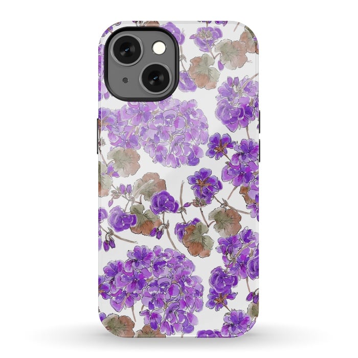 iPhone 13 StrongFit Purple Geranium by Anis Illustration