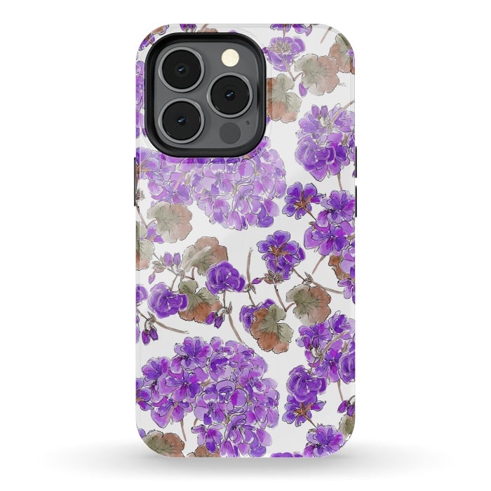 iPhone 13 pro StrongFit Purple Geranium by Anis Illustration
