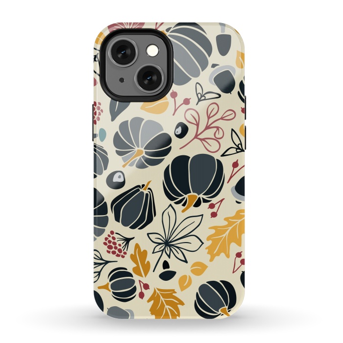 iPhone 13 mini StrongFit Fall Fruits in Navy and Yellow by Paula Ohreen