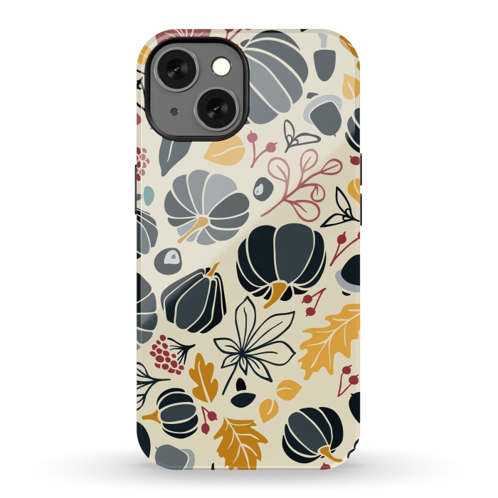 iPhone 13 StrongFit Fall Fruits in Navy and Yellow by Paula Ohreen