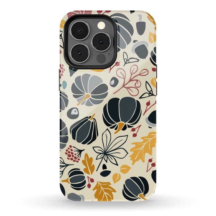 iPhone 13 pro StrongFit Fall Fruits in Navy and Yellow by Paula Ohreen