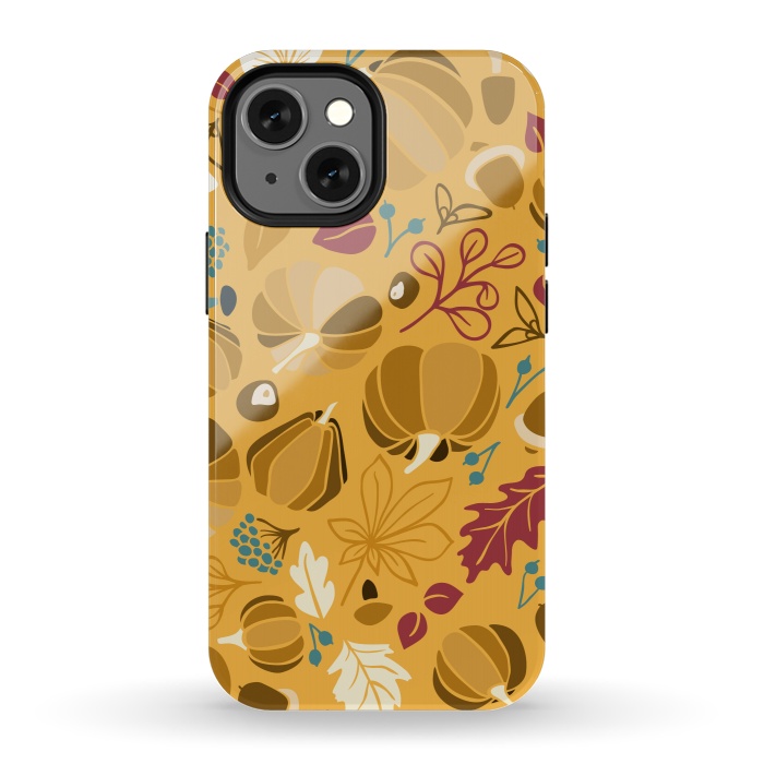 iPhone 13 mini StrongFit Fall Fruits in Mustard and Red by Paula Ohreen