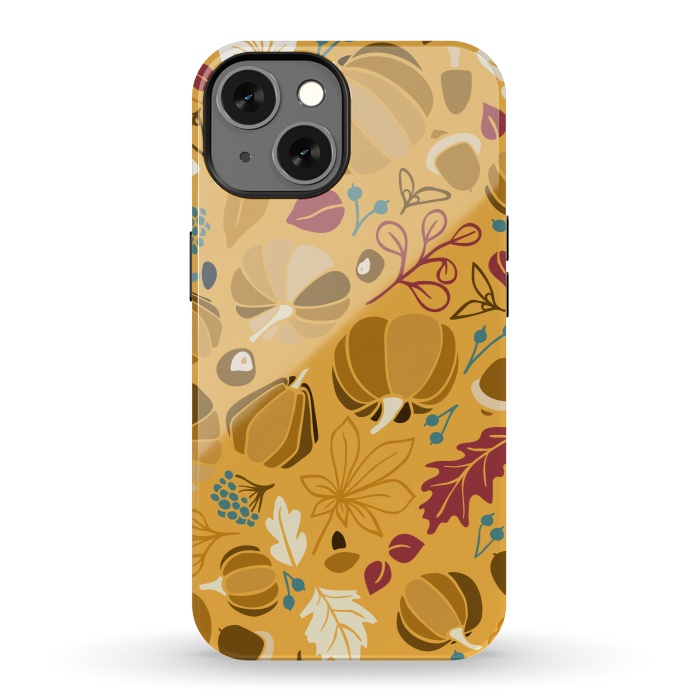 iPhone 13 StrongFit Fall Fruits in Mustard and Red by Paula Ohreen