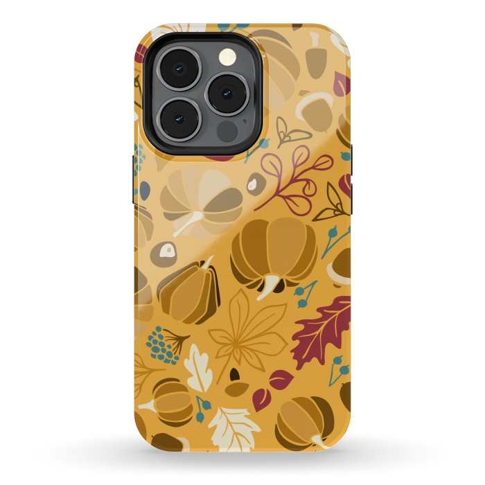 iPhone 13 pro StrongFit Fall Fruits in Mustard and Red by Paula Ohreen