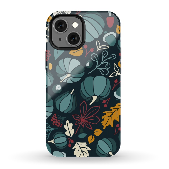iPhone 13 mini StrongFit Fall Fruits in Navy and Red by Paula Ohreen