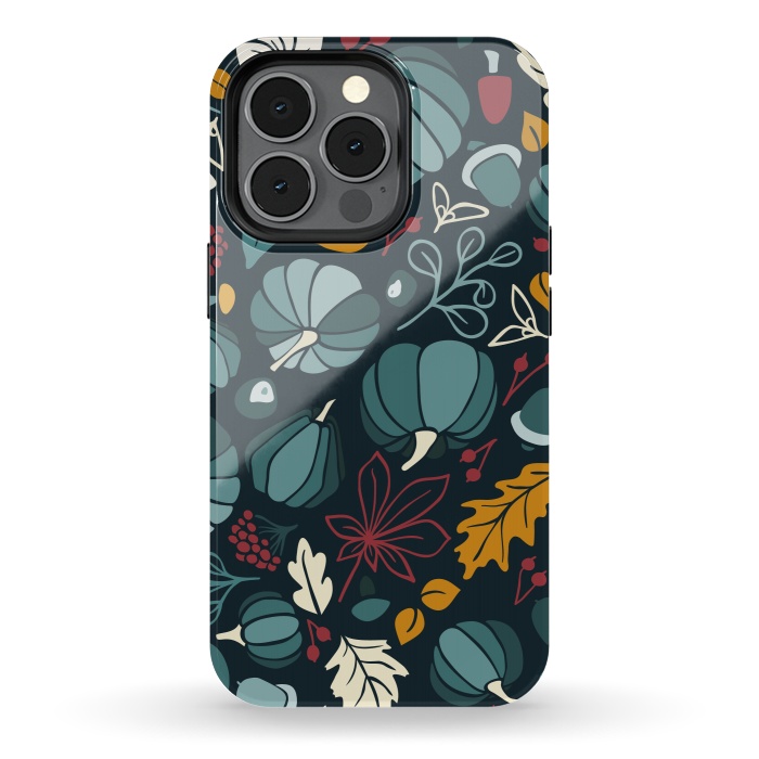 iPhone 13 pro StrongFit Fall Fruits in Navy and Red by Paula Ohreen