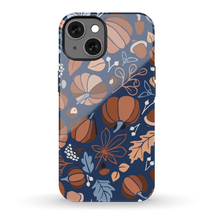 iPhone 13 StrongFit Fall Fruits in Navy and Orange by Paula Ohreen