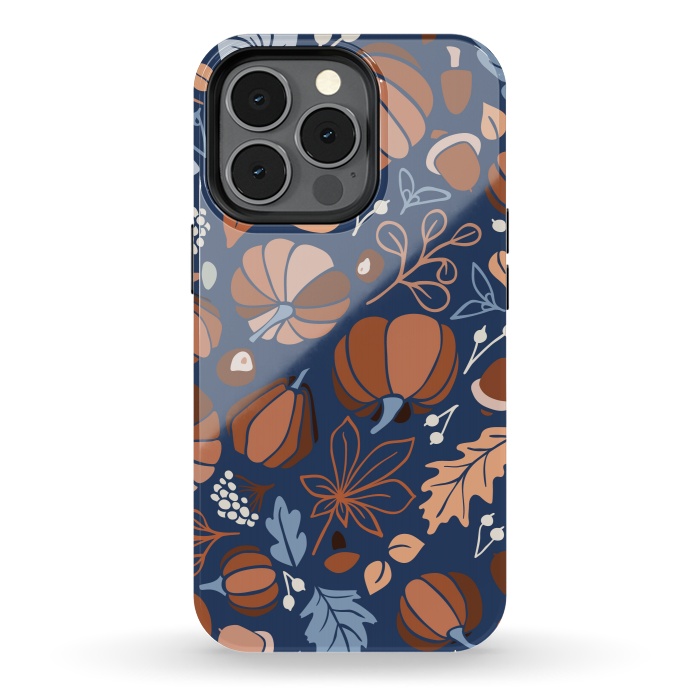 iPhone 13 pro StrongFit Fall Fruits in Navy and Orange by Paula Ohreen