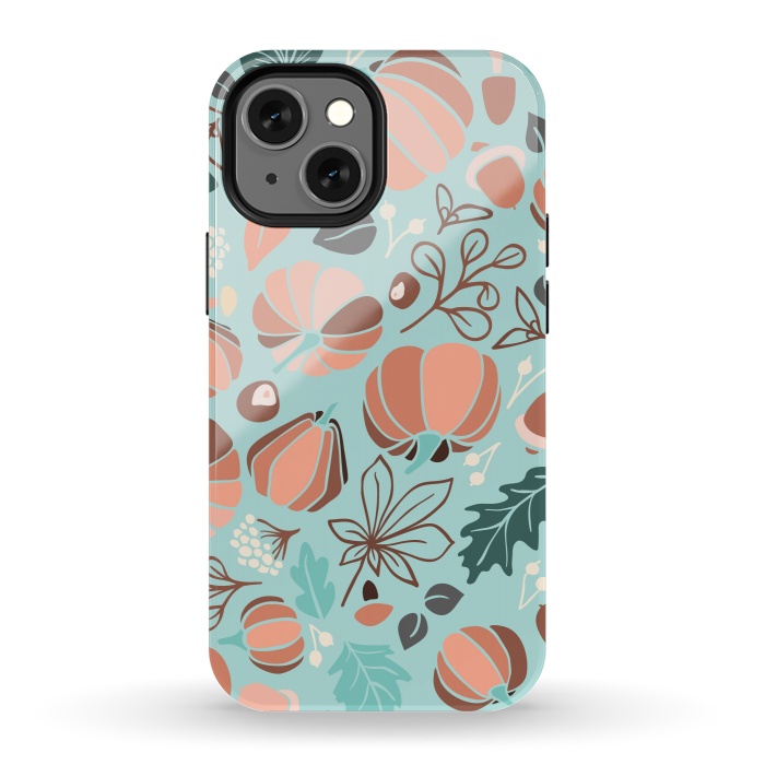 iPhone 13 mini StrongFit Fall Fruits in Mint and Orange by Paula Ohreen