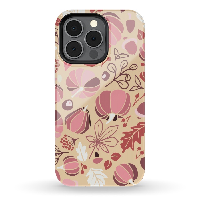 iPhone 13 pro StrongFit Fall Fruits in Cream and Pink by Paula Ohreen