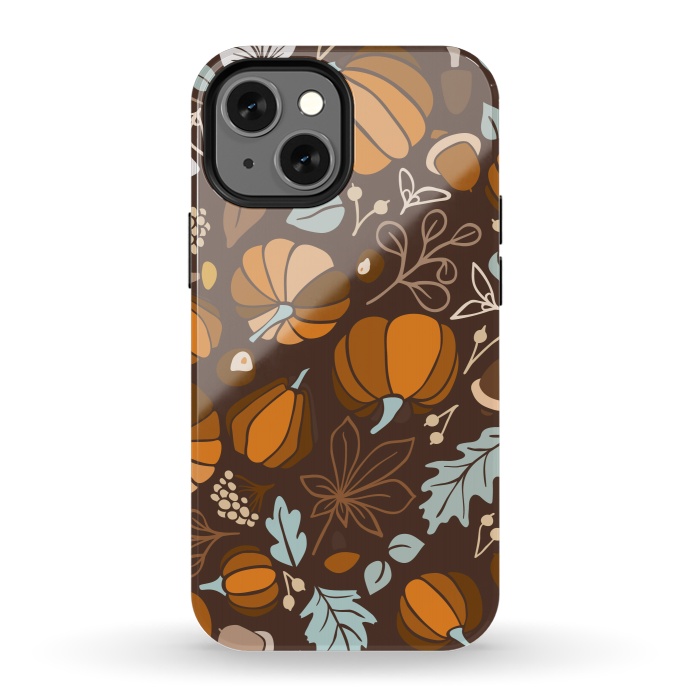 iPhone 13 mini StrongFit Fall Fruits in Brown and Mustard by Paula Ohreen