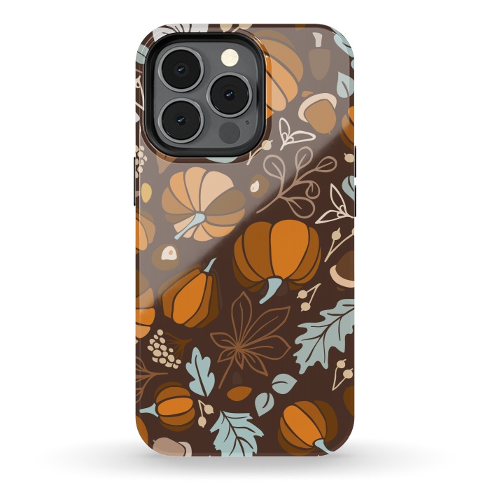 iPhone 13 pro StrongFit Fall Fruits in Brown and Mustard by Paula Ohreen