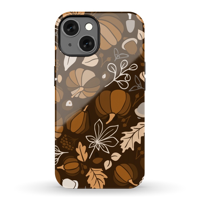iPhone 13 StrongFit Fall Fruits in Brown and Beige by Paula Ohreen