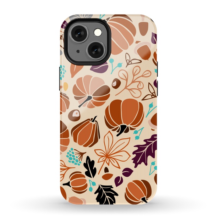 iPhone 13 mini StrongFit Fall Fruits in Cream and Orange by Paula Ohreen