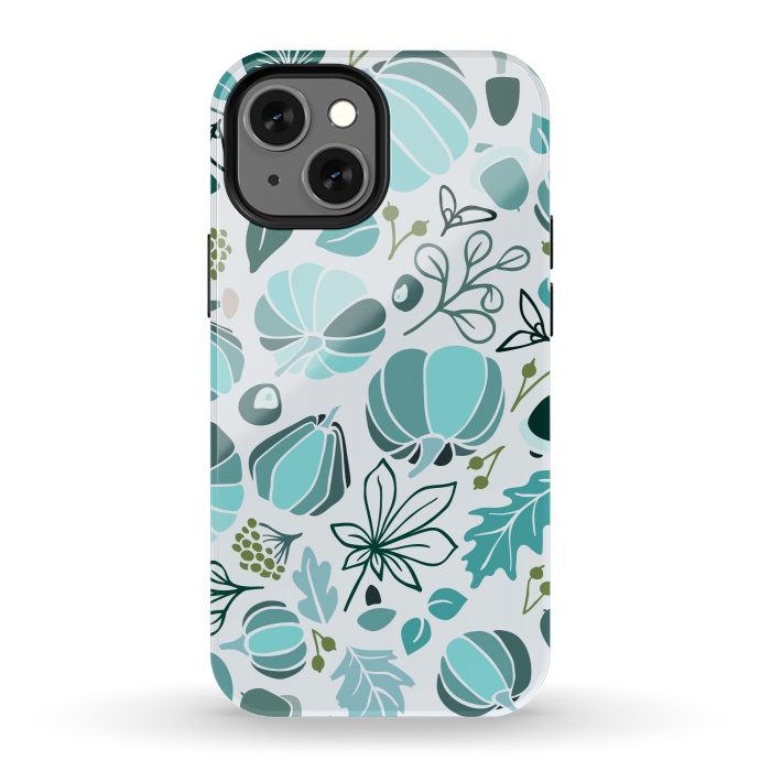 iPhone 13 mini StrongFit Fall Fruits in Blue and Green by Paula Ohreen