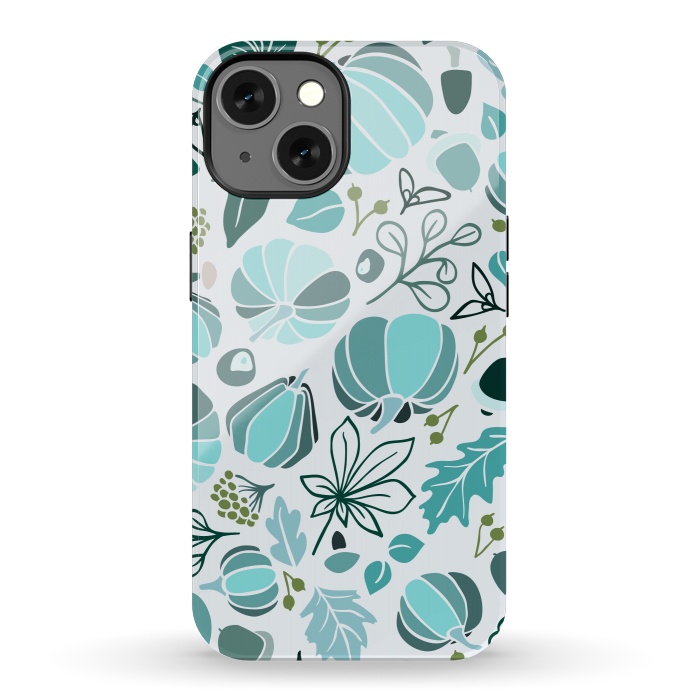 iPhone 13 StrongFit Fall Fruits in Blue and Green by Paula Ohreen