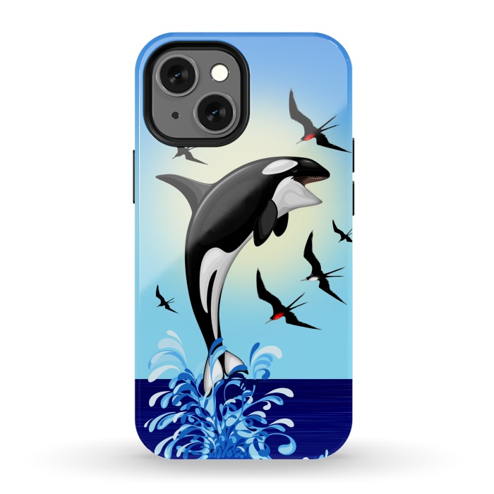 iPhone 13 mini StrongFit Orca Killer Whale jumping out of Ocean by BluedarkArt