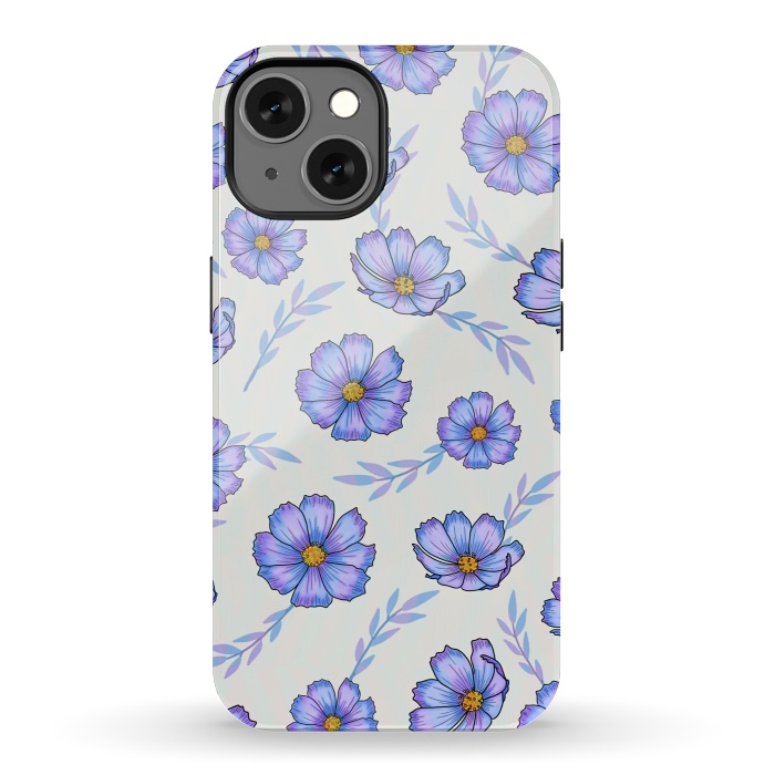 iPhone 13 StrongFit Purple blue flowers by Jms