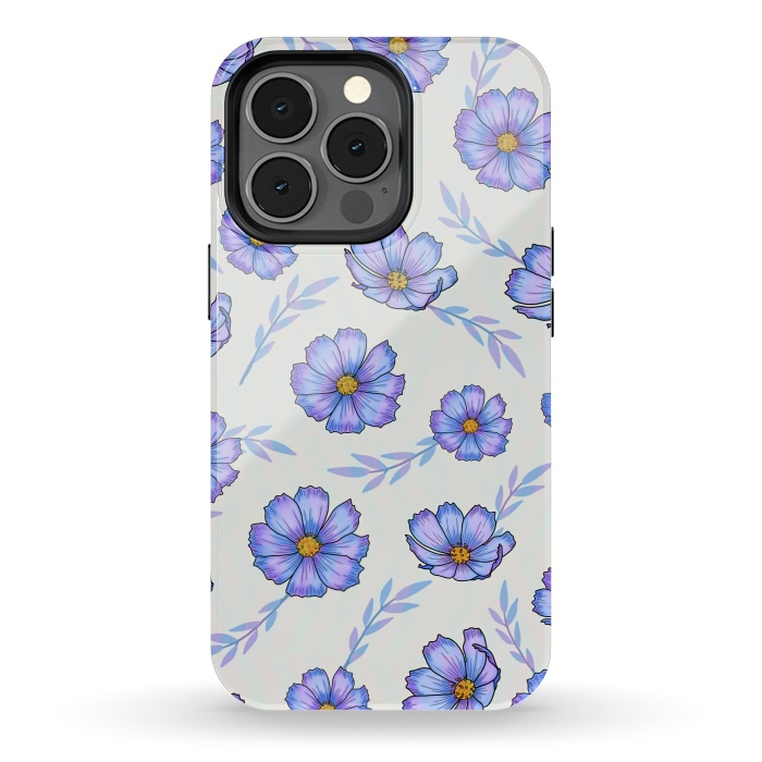 iPhone 13 pro StrongFit Purple blue flowers by Jms