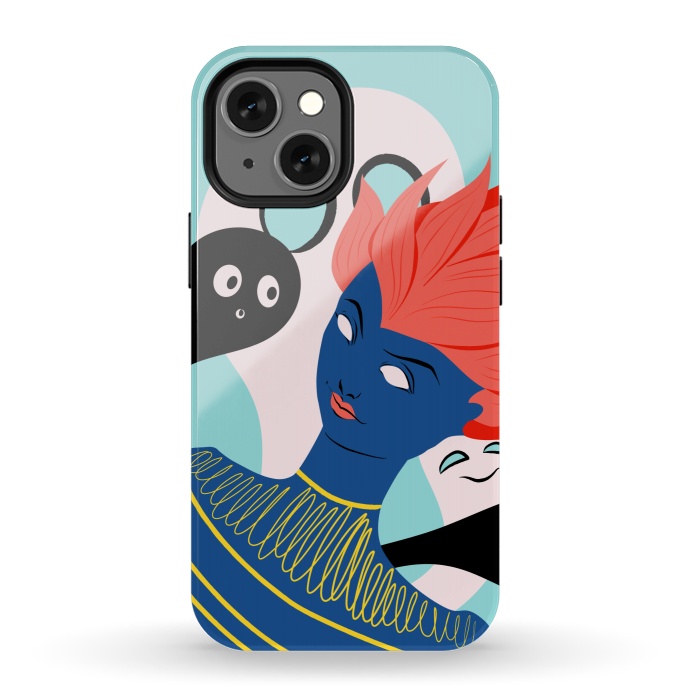 iPhone 13 mini StrongFit Alien Girl With Ghost Imaginary Friends by Boriana Giormova