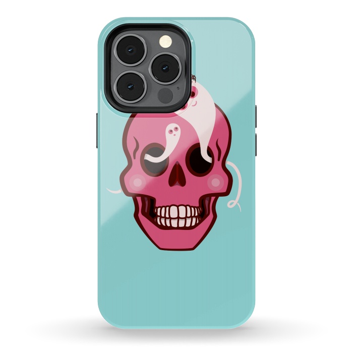 iPhone 13 pro StrongFit Cute Pink Skull With Spider And Ghosts In Eyes by Boriana Giormova