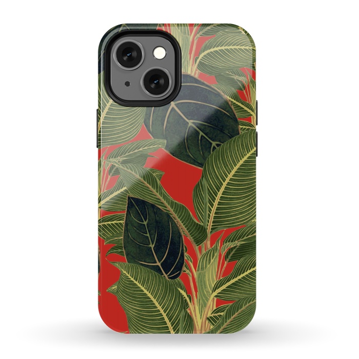 iPhone 13 mini StrongFit Red Tropic Bloom by Zala Farah