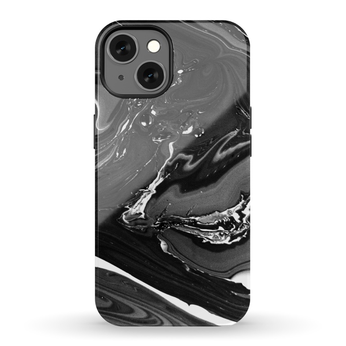 iPhone 13 StrongFit black white minimal marble by haroulita