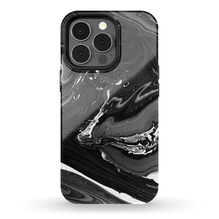 iPhone 13 pro StrongFit black white minimal marble by haroulita