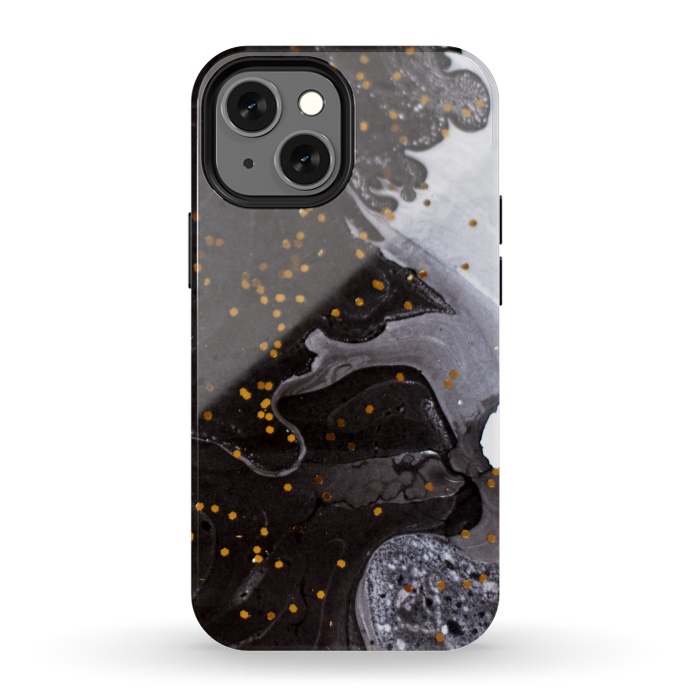 iPhone 13 mini StrongFit glitter marble black white by haroulita