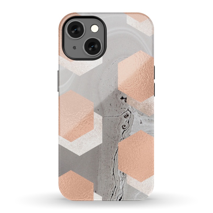 iPhone 13 StrongFit rose gold marble by haroulita