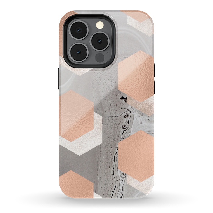 iPhone 13 pro StrongFit rose gold marble by haroulita