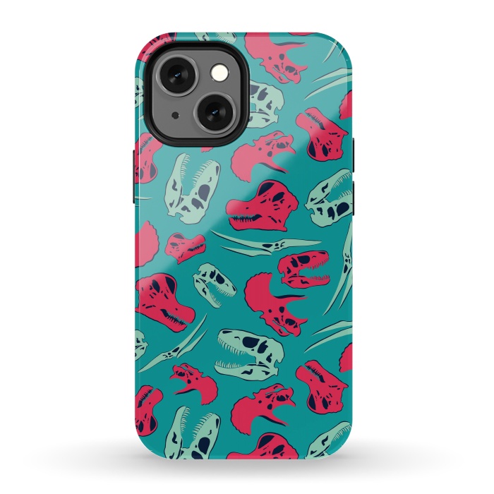 iPhone 13 mini StrongFit Skull Roll - Teal by Melissa Lee