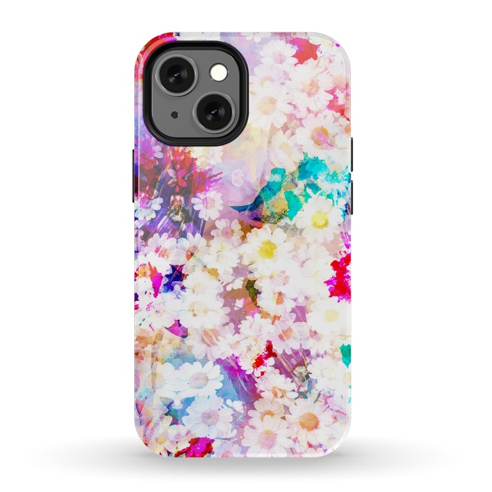 iPhone 13 mini StrongFit Colorful watercolor daisy petals by Oana 