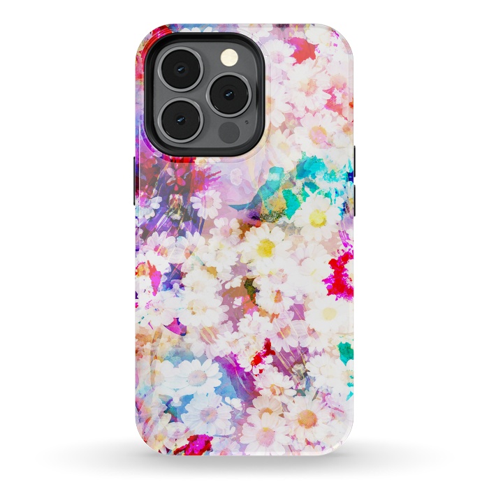 iPhone 13 pro StrongFit Colorful watercolor daisy petals by Oana 
