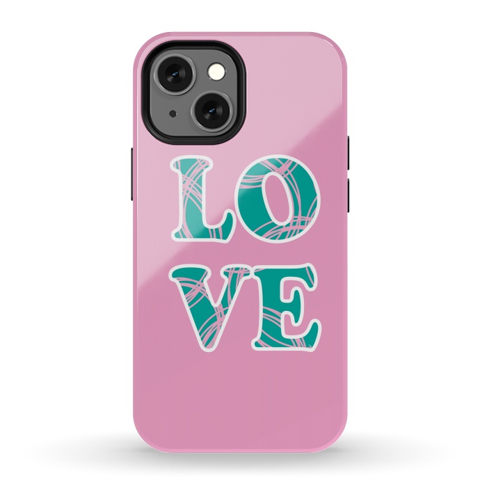 iPhone 13 mini StrongFit Pink Love Typo by Martina