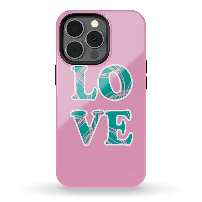 iPhone 13 pro StrongFit Pink Love Typo by Martina