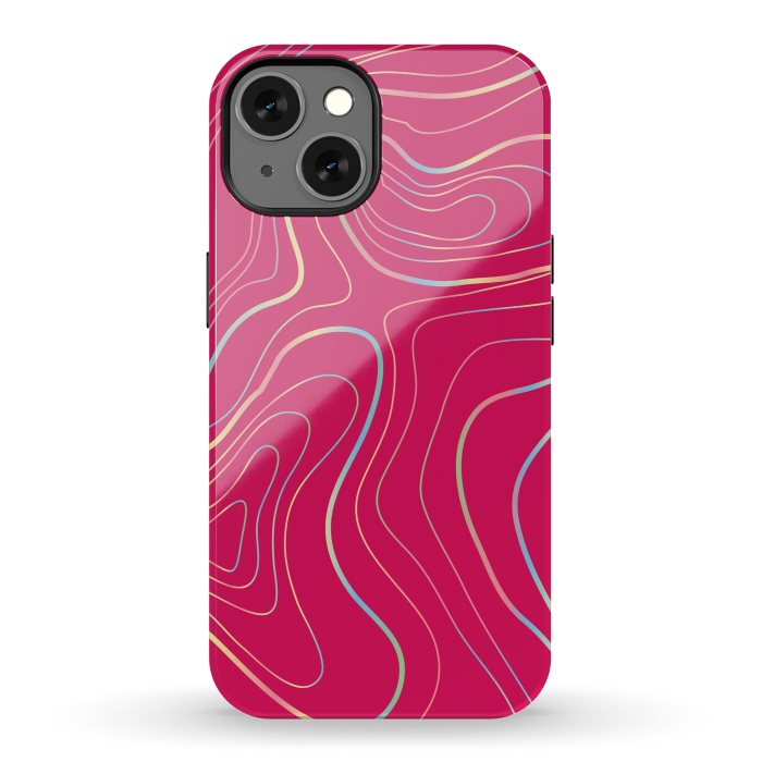 iPhone 13 StrongFit pink golden lines by MALLIKA