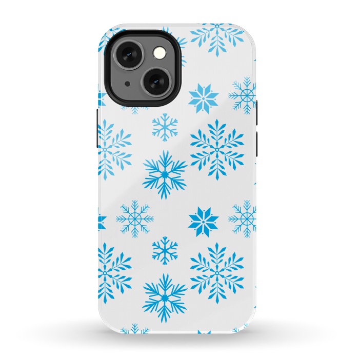 iPhone 13 mini StrongFit blue snowflakes pattern by MALLIKA