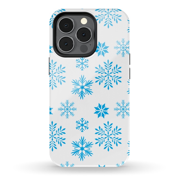 iPhone 13 pro StrongFit blue snowflakes pattern by MALLIKA