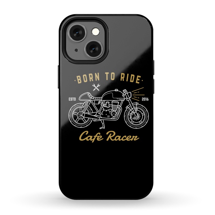 iPhone 13 mini StrongFit Born to Ride Cafe Racer by Afif Quilimo