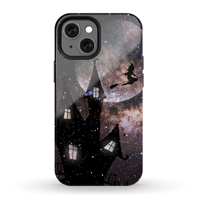 iPhone 13 mini StrongFit Flying witch and dark house at night by Oana 