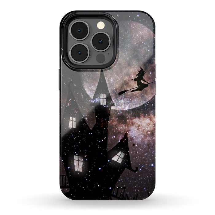 iPhone 13 pro StrongFit Flying witch and dark house at night by Oana 