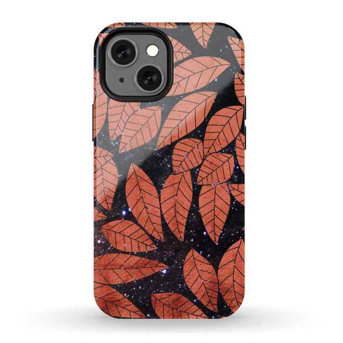 iPhone 13 mini StrongFit Rust autumn leaves pattern by Oana 