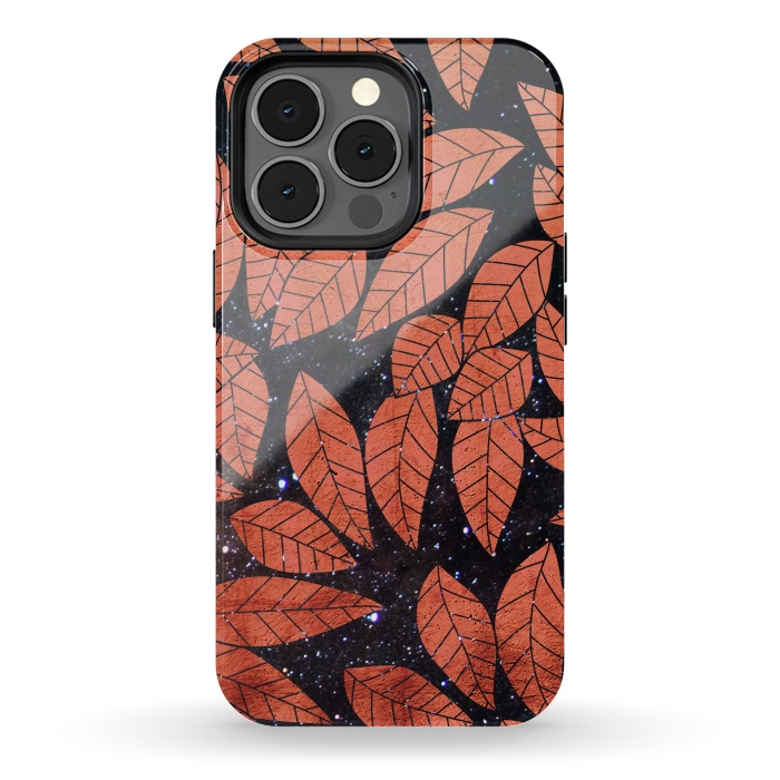iPhone 13 pro StrongFit Rust autumn leaves pattern by Oana 