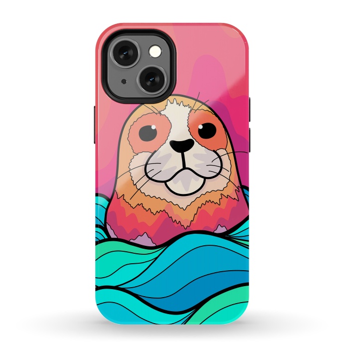 iPhone 13 mini StrongFit The happy seal by Steve Wade (Swade)