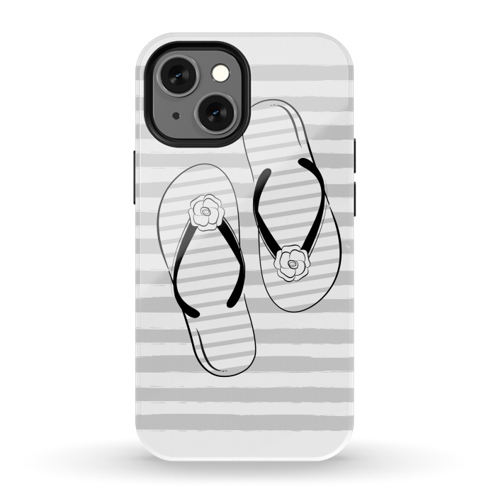 iPhone 13 mini StrongFit Stylish striped flip flops by Martina