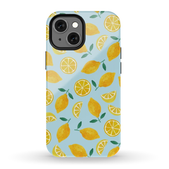 iPhone 13 mini StrongFit Watercolour Lemons by Tishya Oedit