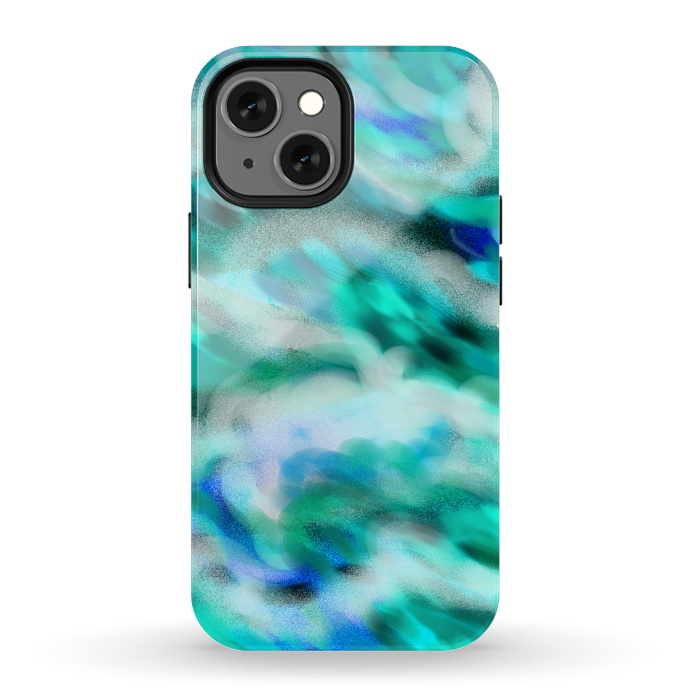 iPhone 13 mini StrongFit Waves blue abstract art painting phone case by Josie