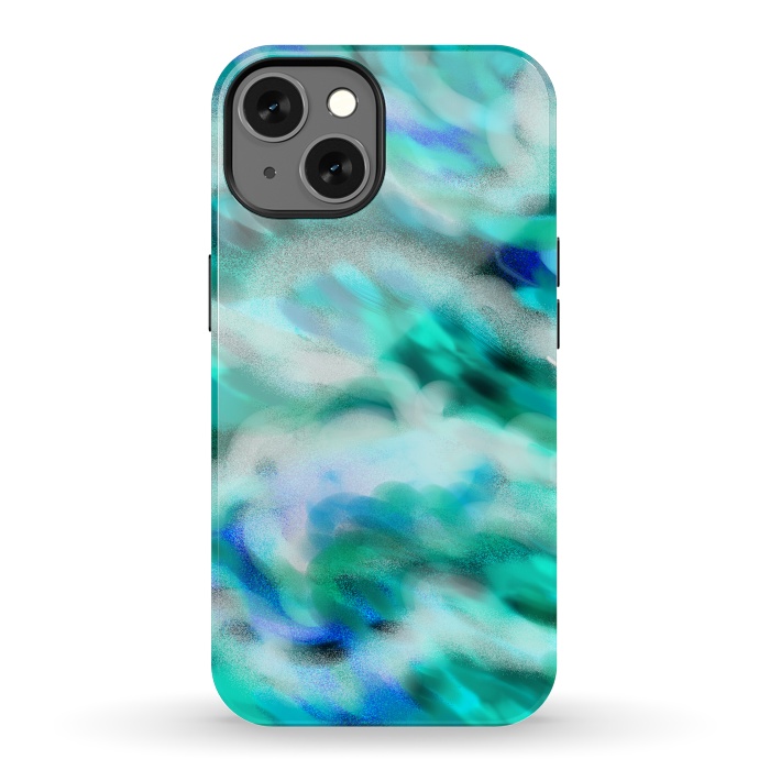 iPhone 13 StrongFit Waves blue abstract art painting phone case by Josie