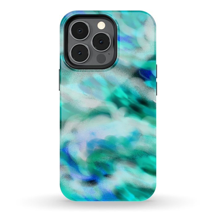 iPhone 13 pro StrongFit Waves blue abstract art painting phone case by Josie